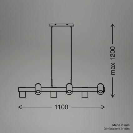 Briloner 4059065 - Závesný luster na lanku ERA 6xGU10/10W/230V čierny