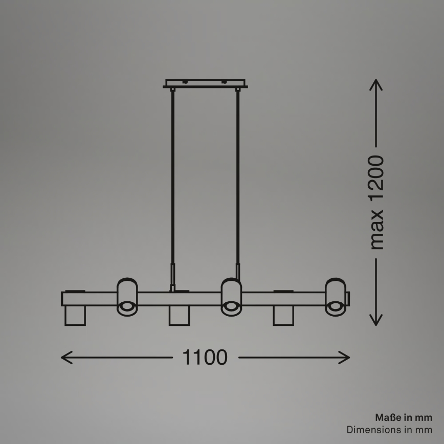 Briloner 4059065 - Závesný luster na lanku ERA 6xGU10/10W/230V čierny
