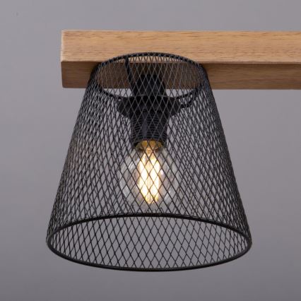 Briloner 4077-035 - Luster na lanku WOOD & STYLE 3xE14/25W/230V kaučukovník