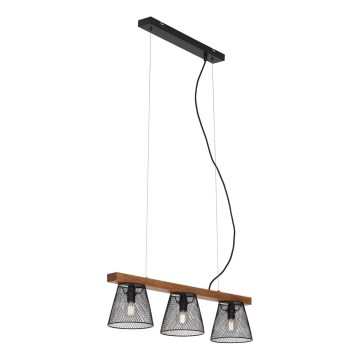 Briloner 4077-035 - Luster na lanku WOOD & STYLE 3xE14/25W/230V kaučukovník