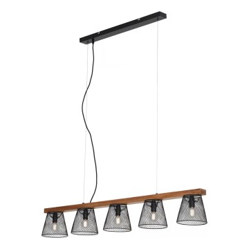 Briloner 4077-055 - Luster na lane WOOD & STYLE 5xE14/25W/230V kaučukovník