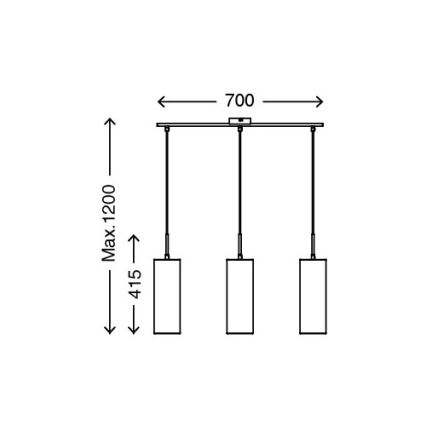 Briloner 4712-034 - Luster na lanku 3xE27/25W/230V