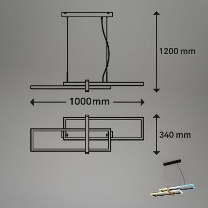 Briloner 4768015 - LED stmievateľný luster na lanku LED/44W/230V 2700-6500K 100 cm + diaľkové ovládanie