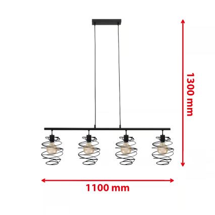 Briloner 4871-045 - Závesný luster na lanku 4xE27/60W/230V