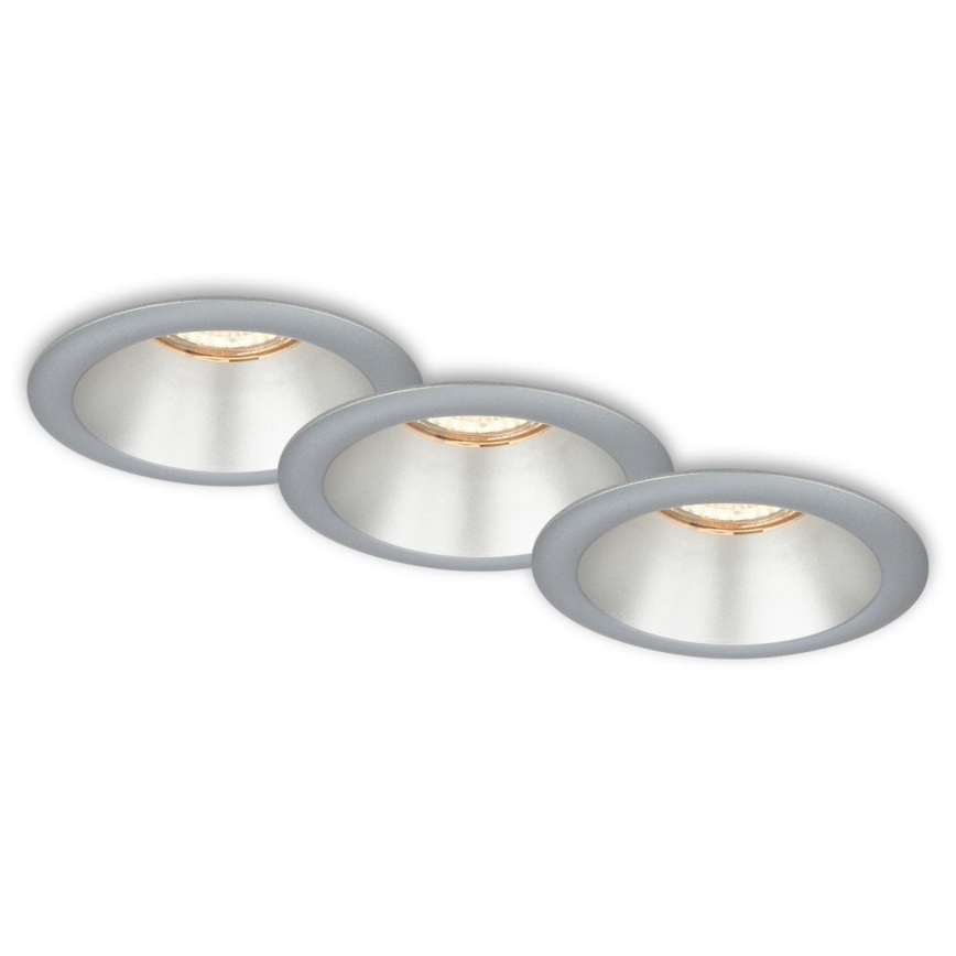 Briloner 7042-034 - SADA 3x Kúpeľňové podhľadové svietidlo 1xGU10/9W/230V IP23 strieborná