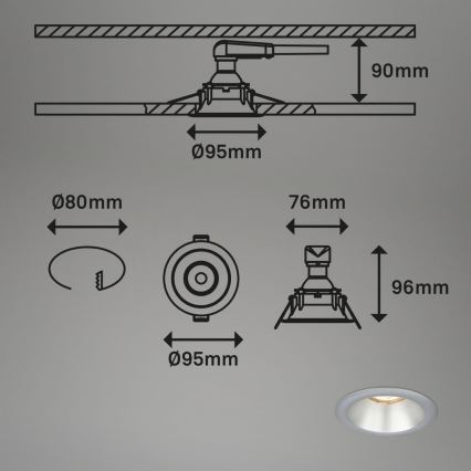Briloner 7042-034 - SADA 3x Kúpeľňové podhľadové svietidlo 1xGU10/9W/230V IP23 strieborná