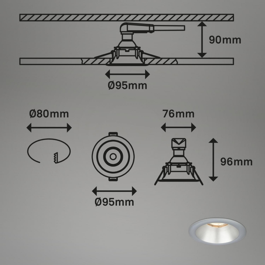 Briloner 7042-034 - SADA 3x Kúpeľňové podhľadové svietidlo 1xGU10/9W/230V IP23 strieborná