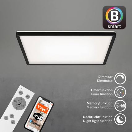 Briloner 7060-015 - LED stmievateľný prisadený panel SLIM LED/22W/230V 2700-6500K 42x42 cm čierny Wi-Fi Tuya + diaľkové ovládanie