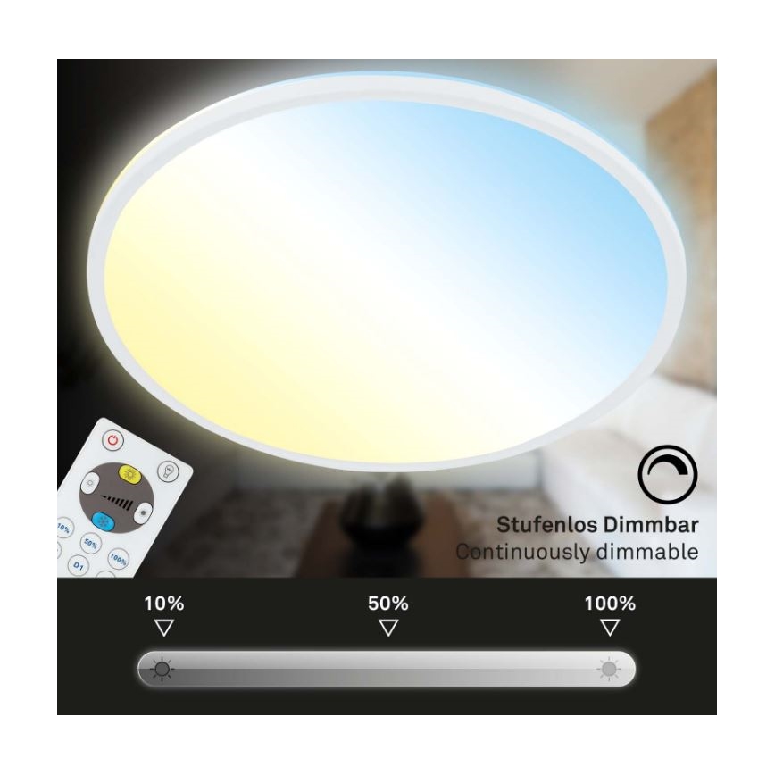 Briloner 7079-016 - LED Stmievateľné stropné svietidlo SLIM LED/18W/230V 2700-6500K + diaľkové ovládanie