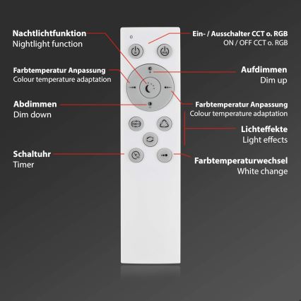 Briloner 7087-016 - LED RGBW Stmievateľné svietidlo SMART LED/24W/230V 3000-6500K Wi-Fi Tuya + diaľkové ovládanie