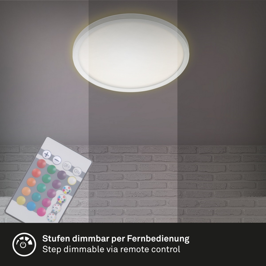 Briloner 7092-416 - LED RGBW Stmievateľné stropné svietidlo SLIM LED/15W/230V + diaľkové ovládanie