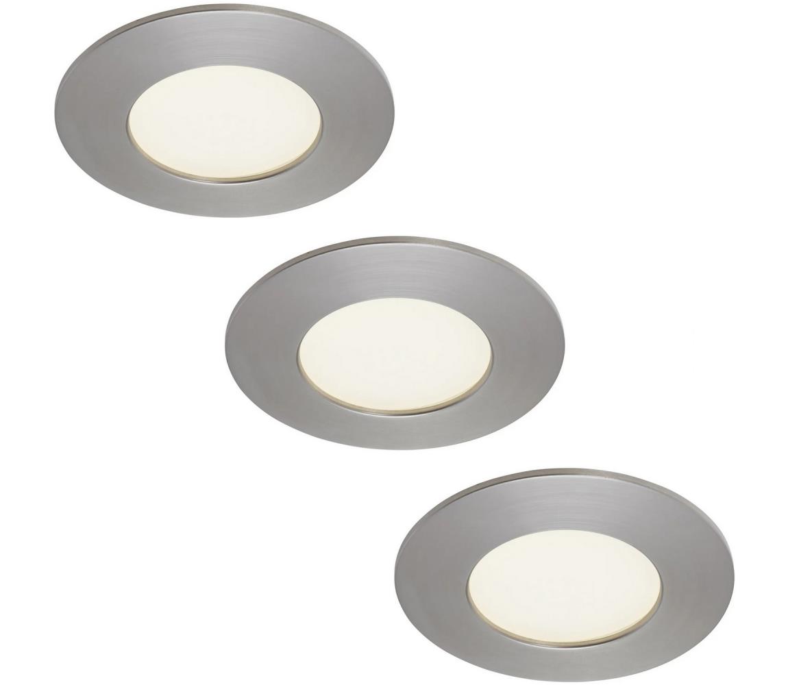 Briloner 7103432 - sada 3 kúpeľňových podhľadových LED svietidiel, 3×4,9 W, 230 V, IP44, matný chróm 7103432