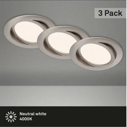 Briloner 7116-432 - SADA 3x LED Kúpeľňové podhľadové svietidlo FLAT IN LED/9W/230V IP23