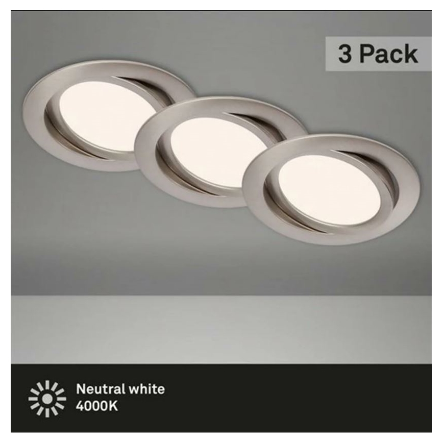 Briloner 7116-432 - SADA 3x LED Kúpeľňové podhľadové svietidlo FLAT IN LED/9W/230V IP23