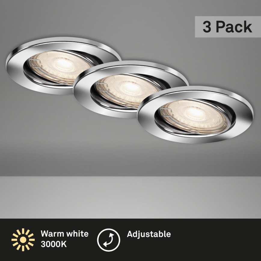 Briloner 7144-038 - SADA 3x LED Kúpeľňové podhľadové svietidlo SLIDE GU10/3,5W/230V IP23