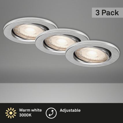 Briloner 7144-039 - Sada 3x LED Kúpeľňové podhľadové svietidlo SLIDE 1xGU10/4W/230V IP23