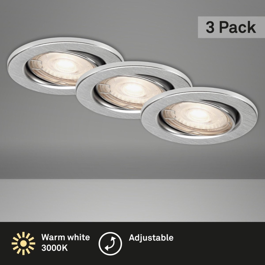 Briloner 7144-039 - Sada 3x LED Kúpeľňové podhľadové svietidlo SLIDE 1xGU10/4W/230V IP23