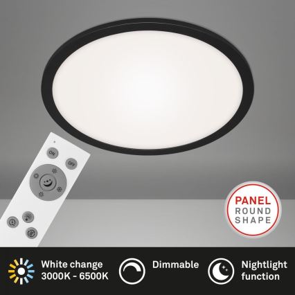 Briloner 7168-015 - LED Stmievateľné stropné svietidlo PIATTO LED/22W/230V 3000-6500K pr. 40 cm čierna + diaľkové ovládanie