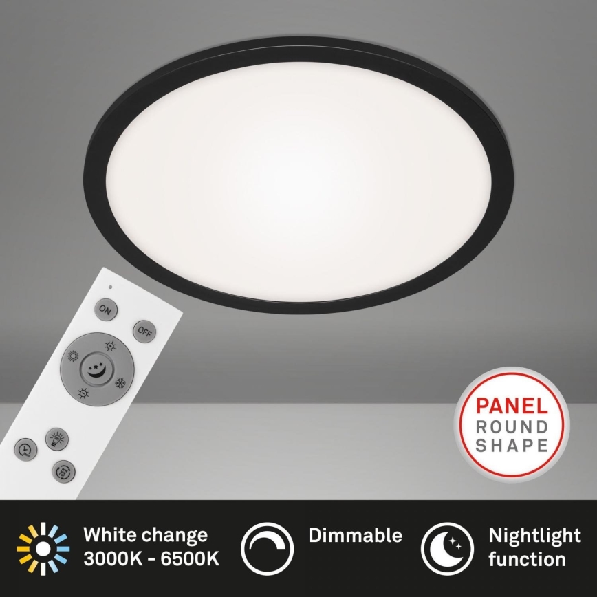 Briloner 7168-015 - LED Stmievateľné stropné svietidlo PIATTO LED/22W/230V 3000-6500K pr. 40 cm čierna + diaľkové ovládanie