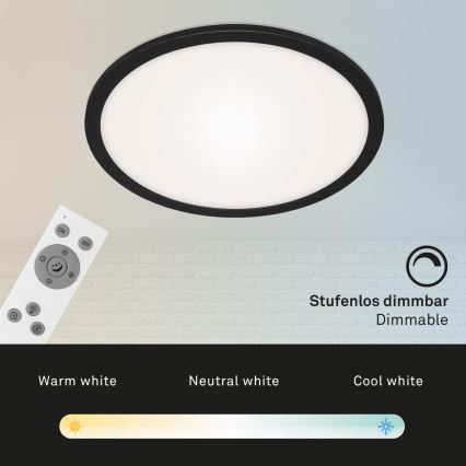 Briloner 7168-015 - LED Stmievateľné stropné svietidlo PIATTO LED/22W/230V 3000-6500K pr. 40 cm čierna + diaľkové ovládanie