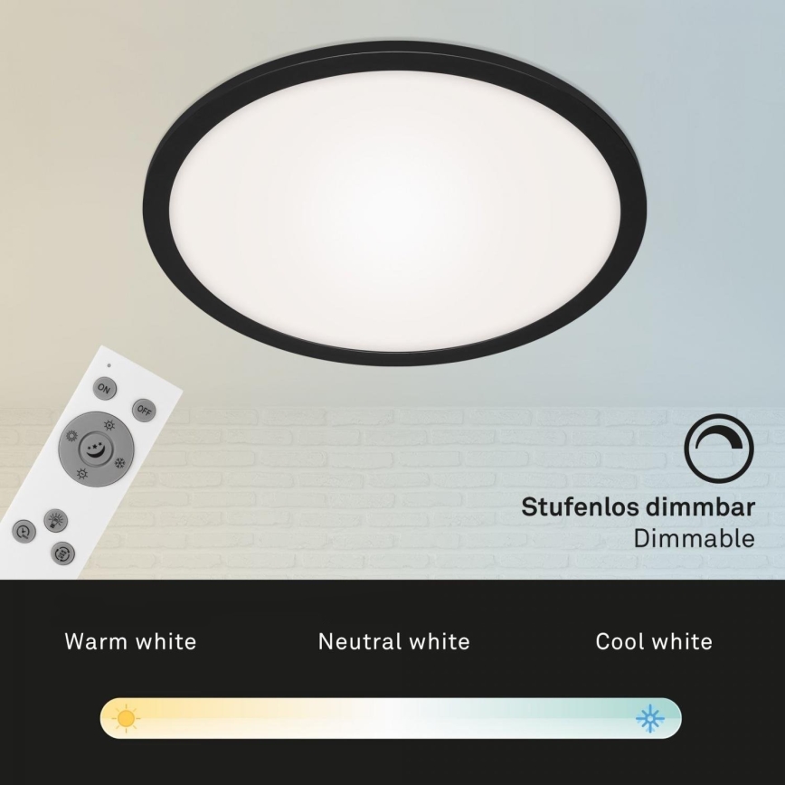 Briloner 7168-015 - LED Stmievateľné stropné svietidlo PIATTO LED/22W/230V 3000-6500K pr. 40 cm čierna + diaľkové ovládanie