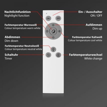 Briloner 7168-015 - LED Stmievateľné stropné svietidlo PIATTO LED/22W/230V 3000-6500K pr. 40 cm čierna + diaľkové ovládanie