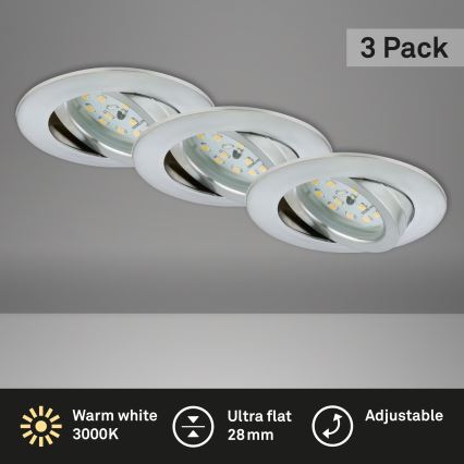 Briloner 7209-039 - SADA 3x LED Kúpeľňové podhľadové svietidlo ATTACH LED/5W/230V IP23 matný chróm