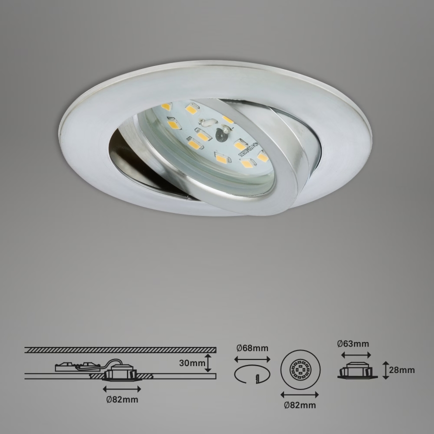 Briloner 7209-039 - SADA 3x LED Kúpeľňové podhľadové svietidlo ATTACH LED/5W/230V IP23 matný chróm