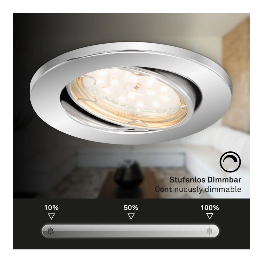 Briloner 7219-038 - SADA 3x LED Stmievateľné kúpeľňové podhľadové svietidlo 1xGU10/5W/230V IP23
