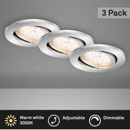 Briloner 7219-038 - SADA 3x LED Stmievateľné kúpeľňové podhľadové svietidlo 1xGU10/5W/230V IP23