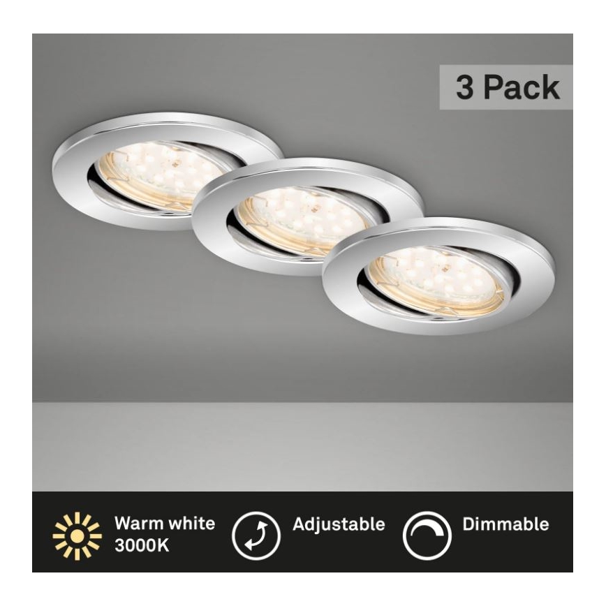 Briloner 7219-038 - SADA 3x LED Stmievateľné kúpeľňové podhľadové svietidlo 1xGU10/5W/230V IP23
