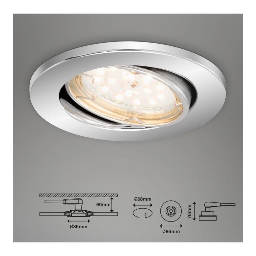 Briloner 7219-038 - SADA 3x LED Stmievateľné kúpeľňové podhľadové svietidlo 1xGU10/5W/230V IP23