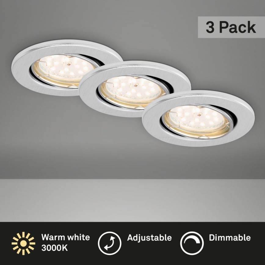 Briloner 7219-039 - Sada 3x LED Stmievateľné kúpeľňové podhľadové svietidlo FIT 1xGU10/5W/230V IP23