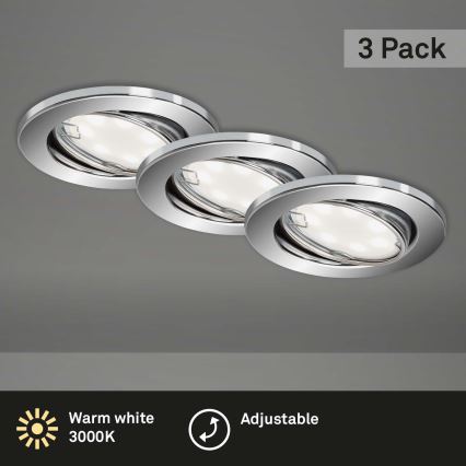 Briloner 7221-038 - SADA 3x LED Kúpeľňové podhľadové svietidlo 1xGU10/3W/230V IP23 lesklý chróm