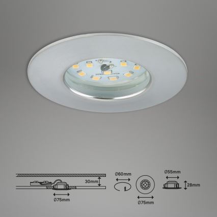 Briloner 7231-039 - Sada 3× LED stmievateľných zapustených kúpeľňových svietidiel LED/5,5 W/230 V IP44 matný chróm