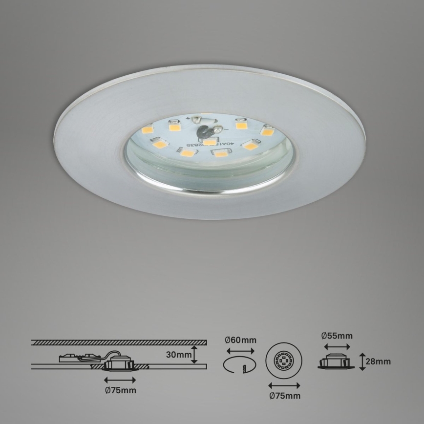 Briloner 7231-039 - Sada 3× LED stmievateľných zapustených kúpeľňových svietidiel LED/5,5 W/230 V IP44 matný chróm