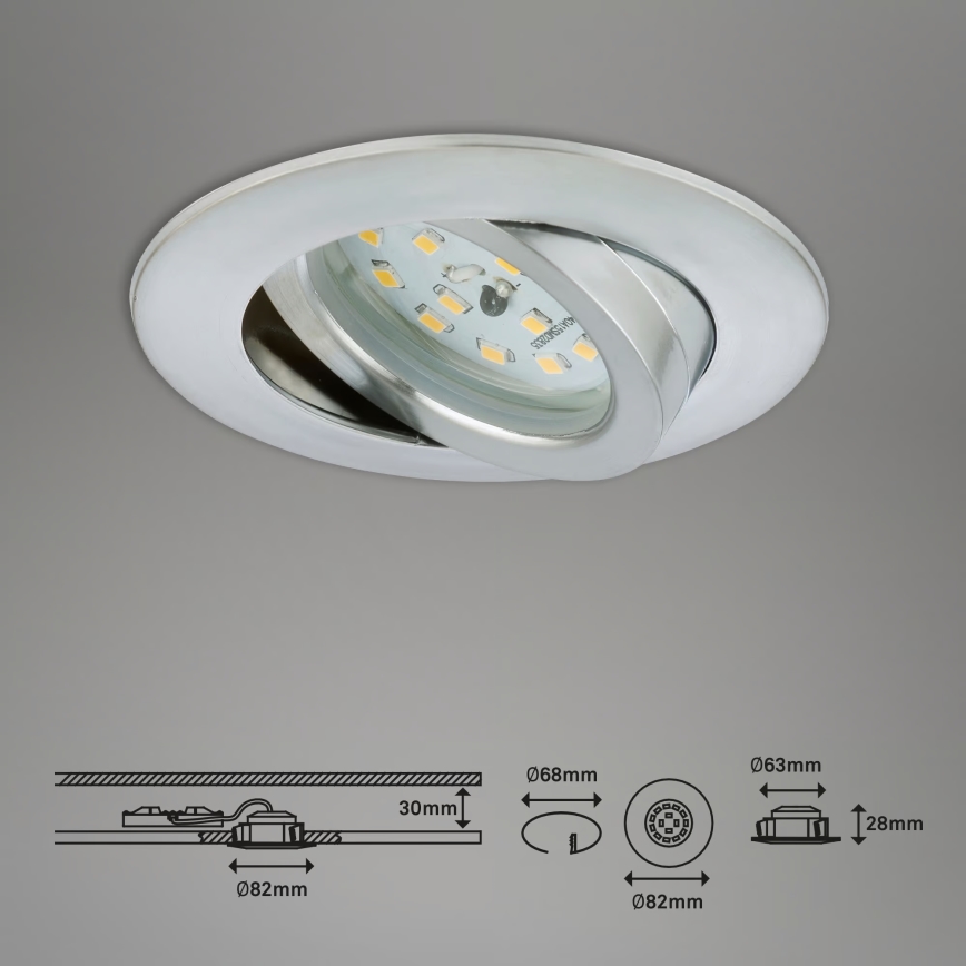 Briloner 7296-039 - Sada 3× stmievateľných kúpeľňových zapustených LED svietidiel LED/6,5 W/230 V 3000 K IP23, matný chróm