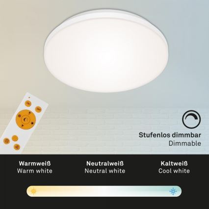 Briloner 7377-016 - LED Stmievateľné stropné svietidlo LED/12W/230V 3000-6500K + diaľkové ovládanie