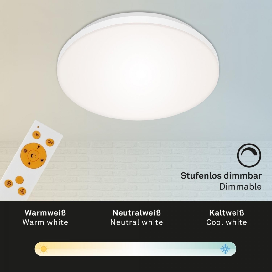 Briloner 7377-016 - LED Stmievateľné stropné svietidlo LED/12W/230V 3000-6500K + diaľkové ovládanie