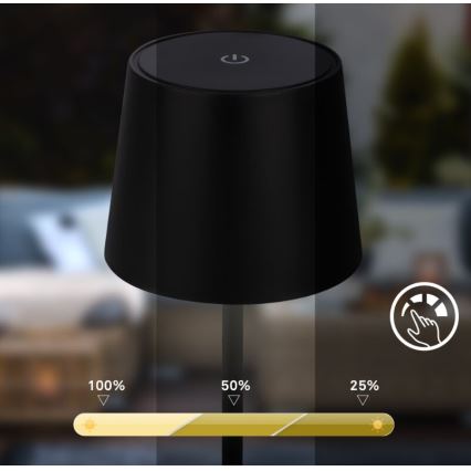 Briloner 7423015 - LED Stmievateľná nabíjacia vonkajšia stolná lampa LED/2,6W/5V IP44 2000 mAh čierna