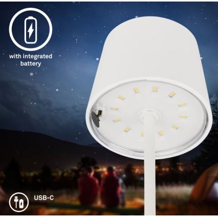 Briloner 7423016 - LED Stmievateľná nabíjacia vonkajšia stolná lampa LED/2,6W/5V 2000mAh IP44 biela