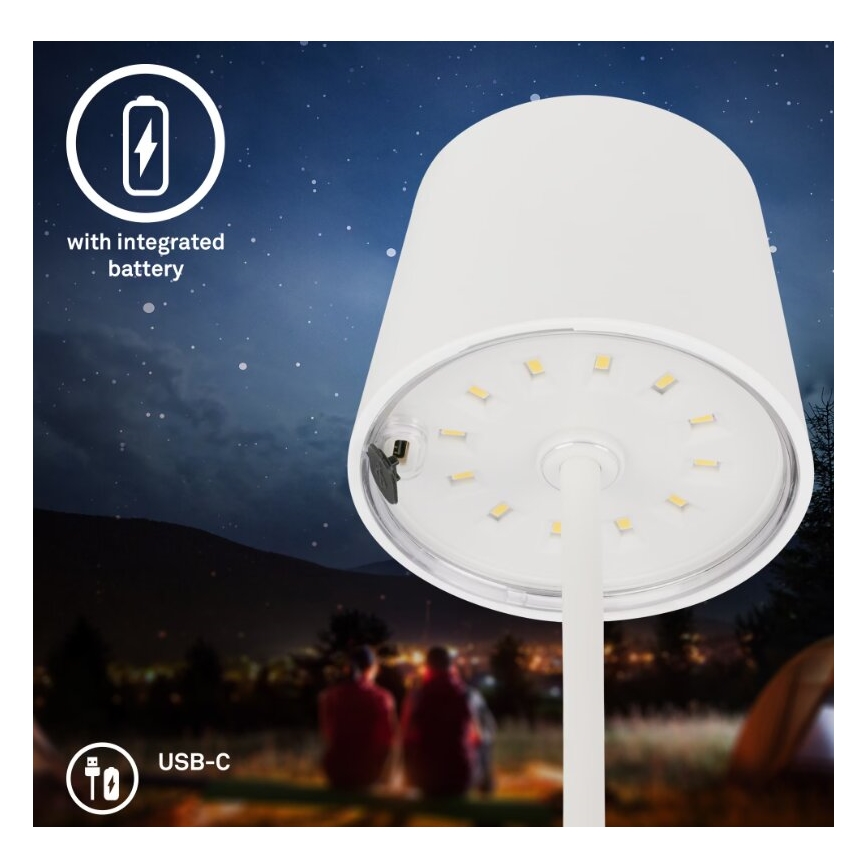 Briloner 7423016 - LED Stmievateľná nabíjacia vonkajšia stolná lampa LED/2,6W/5V 2000mAh IP44 biela