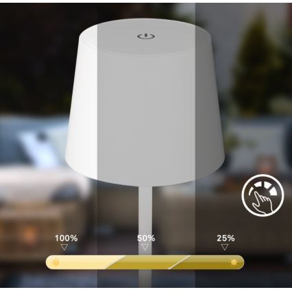 Briloner 7423016 - LED Stmievateľná nabíjacia vonkajšia stolná lampa LED/2,6W/5V 2000mAh IP44 biela