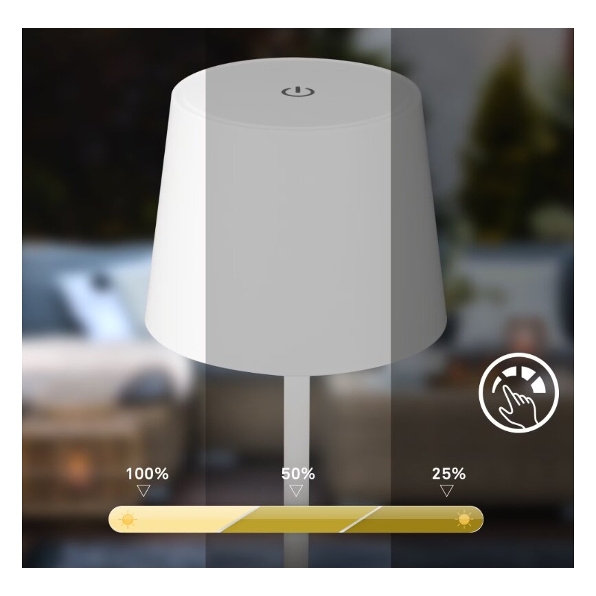 Briloner 7423016 - LED Stmievateľná nabíjacia vonkajšia stolná lampa LED/2,6W/5V 2000mAh IP44 biela