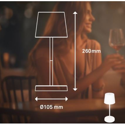 Briloner 7423016 - LED Stmievateľná nabíjacia vonkajšia stolná lampa LED/2,6W/5V 2000mAh IP44 biela