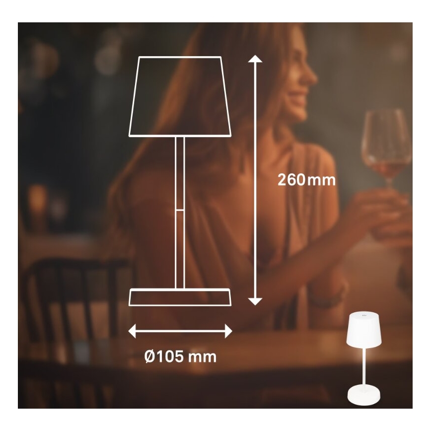 Briloner 7423016 - LED Stmievateľná nabíjacia vonkajšia stolná lampa LED/2,6W/5V 2000mAh IP44 biela
