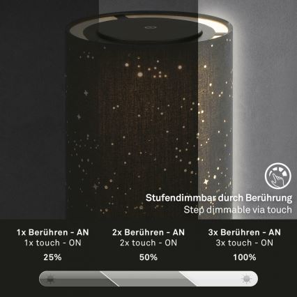 Briloner 7449-015 - LED Stmievateľná vonkajšia dotyková lampa STARRY SKY LED/3W/5V IP44 2000 mAh čierna