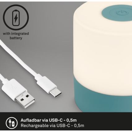 Briloner 7461010 - LED Stmievateľná nabíjacia vonkajšia stolná lampa LED/2W/5V IP44 1200 mAh modrá