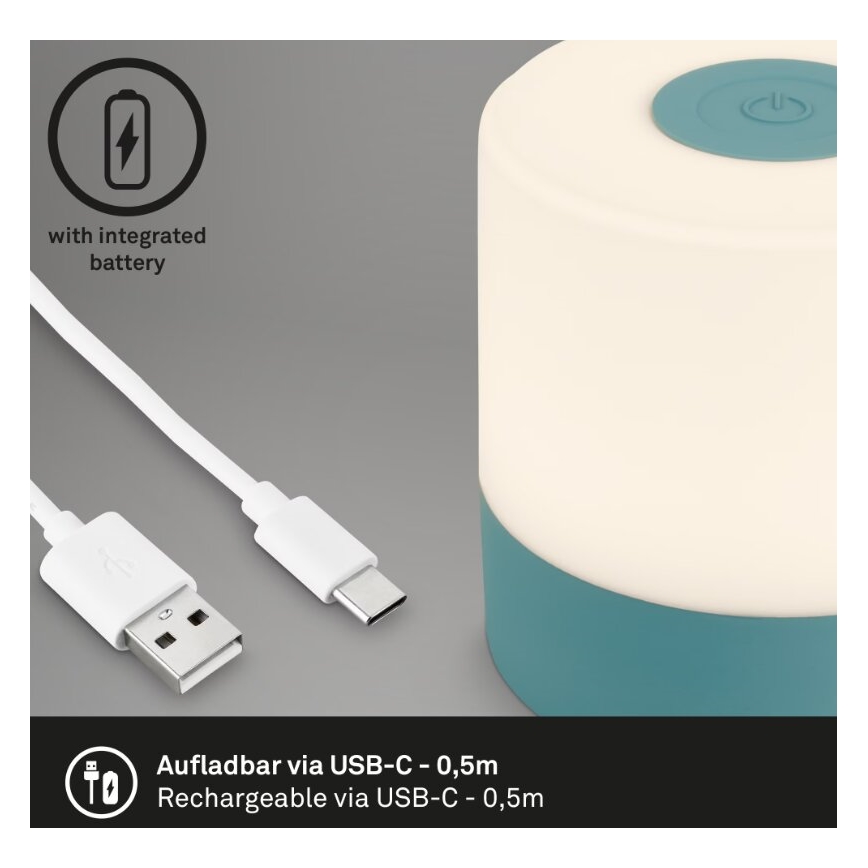Briloner 7461010 - LED Stmievateľná nabíjacia vonkajšia stolná lampa LED/2W/5V IP44 1200 mAh modrá