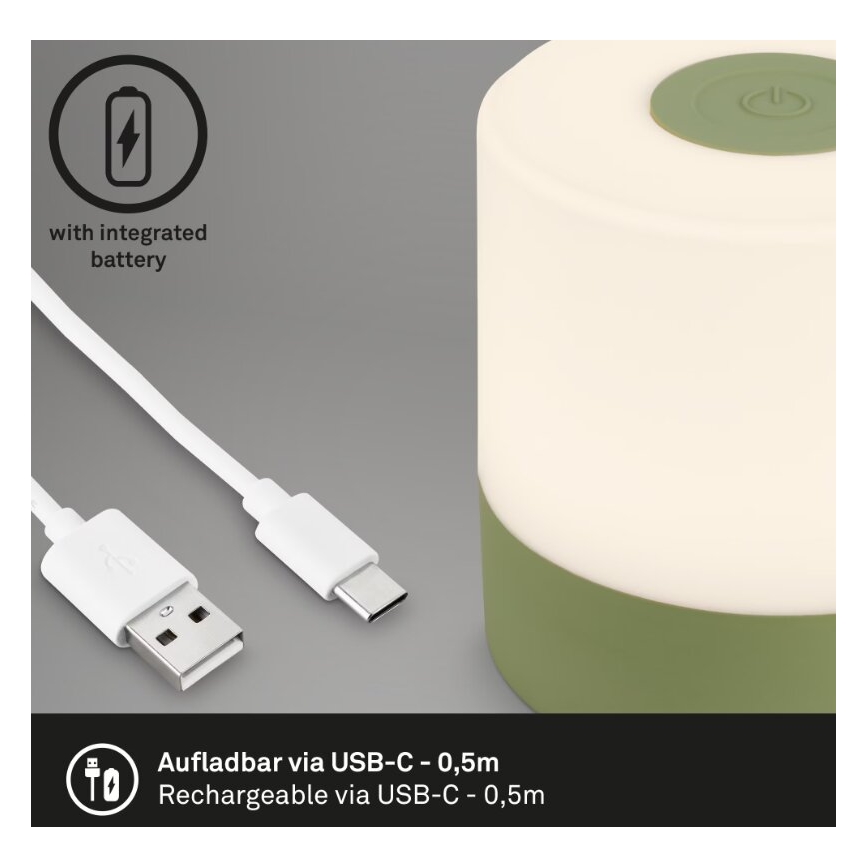 Briloner 7461019 - LED Stmievateľná nabíjacia vonkajšia stolná lampa LED/2W/5V IP44 1200 mAh zelená
